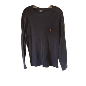 Polo Ralph Lauren Sleepwear Waffle Thermal Navy Shirt Long Sleeve Pony Mens Sz M